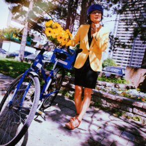 Olivia Chow with her bicycle